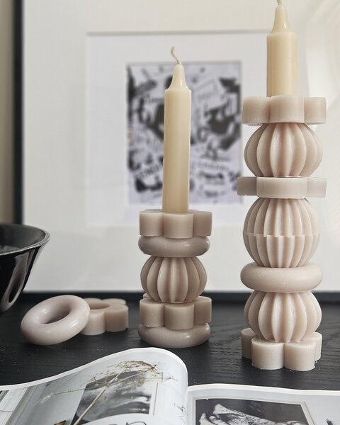 6x STACK CANDLE 21CM WARM SAND - THE ORIGINAL