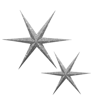 20x SILVER SPARKLE PAPER STARS