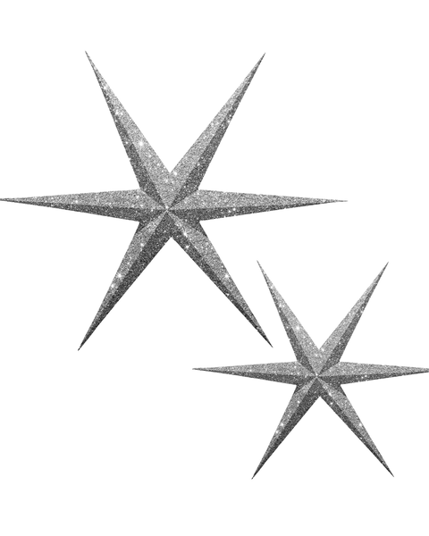 20x SILVER SPARKLE PAPER STARS