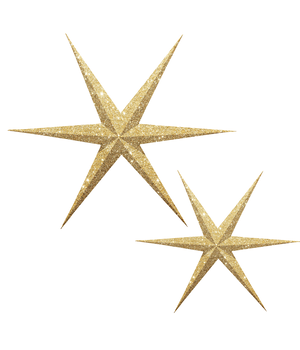 20x GOLD SPARKLE PAPER STARS