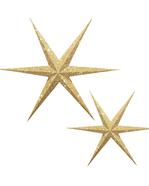 20x GOLD SPARKLE PAPER STARS
