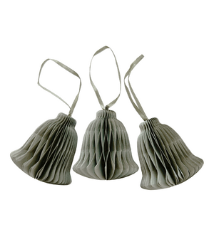 10x Papierglocke Grau Grün