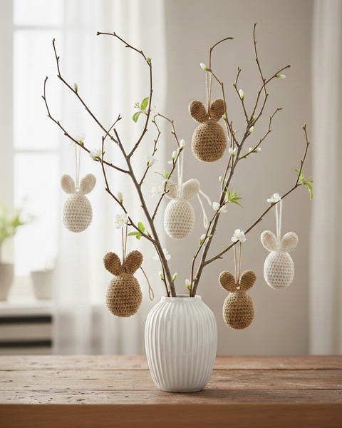 10 ŒUFS CROCHETES OREILLES DE LAPIN CARAMEL