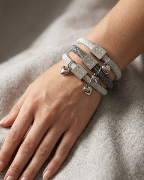 10 BRACELETS ELASTIQUES POUR CHEVEUX SPARKLE ARGENT BLANC