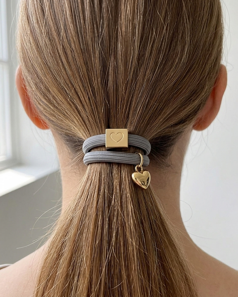 10 BRACELETS ELASTIQUES POUR CHEVEUX GRIS CLAIR