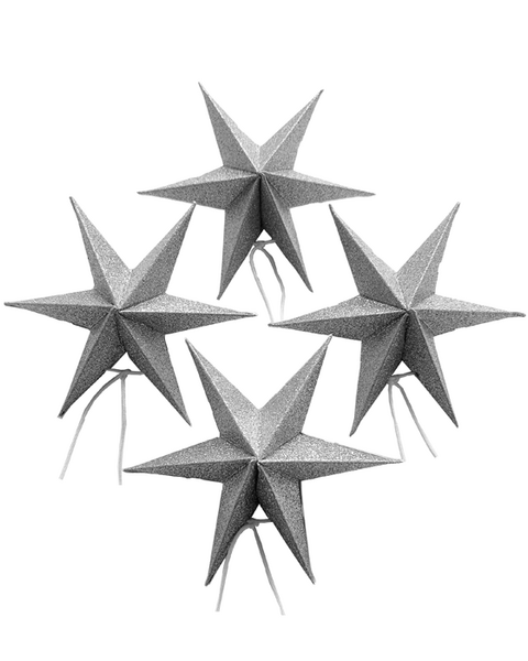 20x SILVER SPARKLE MINI PAPER STARS