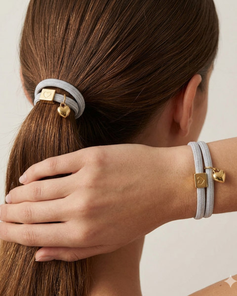 10 BRACELETS ELASTIQUES POUR CHEVEUX GRIS CLAIR