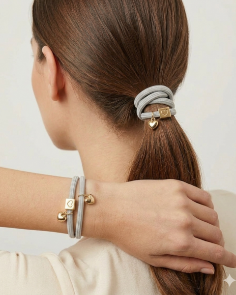 10 BRACELETS ELASTIQUES POUR CHEVEUX GRIS CLAIR