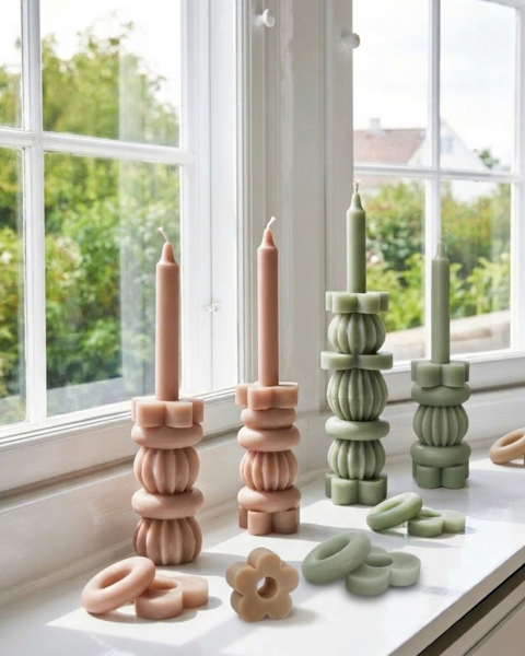 6x BOUGIES STACK 21CM VERT OLIVE - L'ORIGINAL