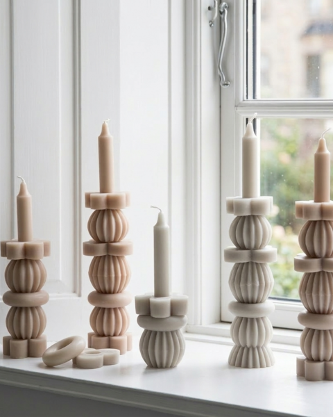 6x BOUGIES STACK 21CM VERT OLIVE - L'ORIGINAL