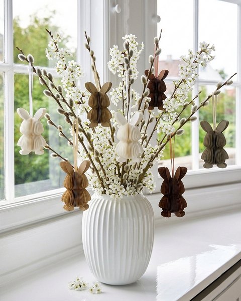 10 LAPIN EN PAPIER GRIS CHAUD