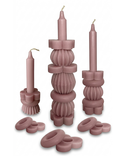 6 BOUGIES EMPILABLES 21CM ROSE POUDRÉ - L'ORIGINAL