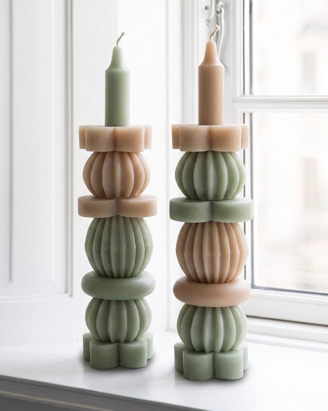 6x STACK CANDLE 21CM OLIVE GREEN - THE ORIGINAL