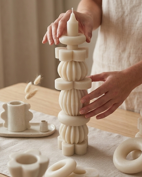 6 STACK CANDLE 25CM WARM WHITE - THE ORIGINAL