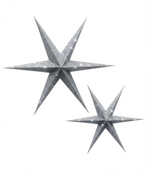 20x SILVER SPARKLE PAPER STARS