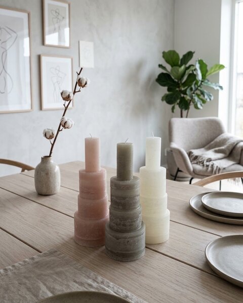 STACKABLE CYLINDER CANDLE WARM SAND