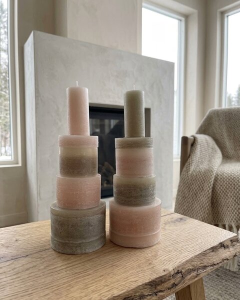 STACKABLE CYLINDER CANDLE WARM SAND