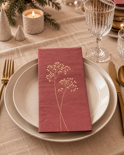 15 NAPKINS WINE RED