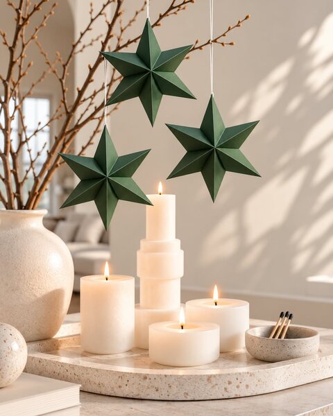 20 WEIHNACHTSGRUNE MINI-PAPIERSTERNE