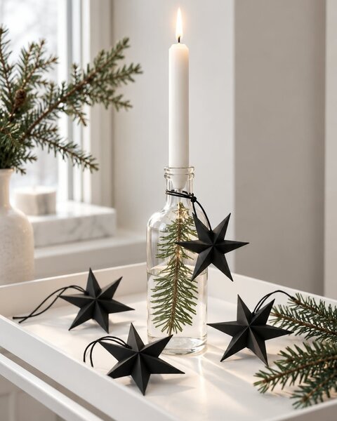 20 SCHWARZE MINI PAPIERSTERNE