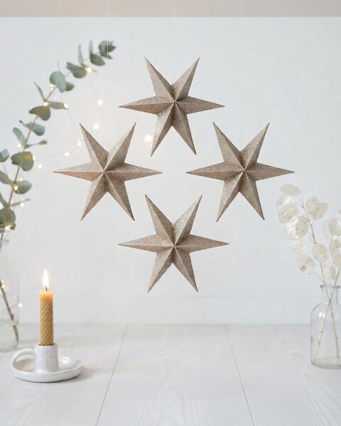 20 GOLD SPARKLE MINI PAPIERSTERNE