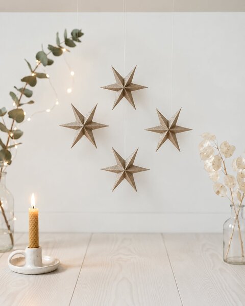 20 GOLD SPARKLE MINI PAPIERSTERNE