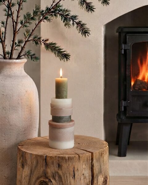 STACKABLE CYLINDER CANDLE WARM SAND