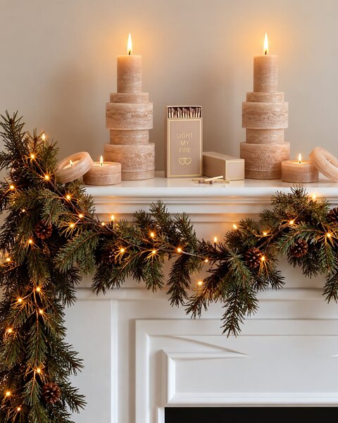 STACKABLE CYLINDER CANDLE WARM SAND