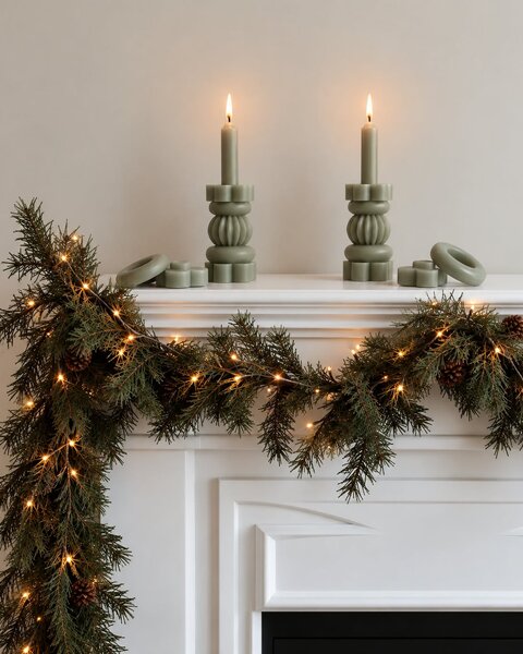 1 STACK CANDLE 21CM OLIVE GREEN - THE ORIGINAL