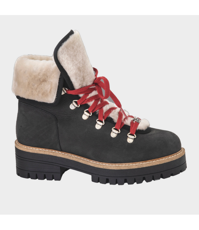 Ammann Schwarzhorn In Nubuck Nero Leather Lace-Up Boot For Women