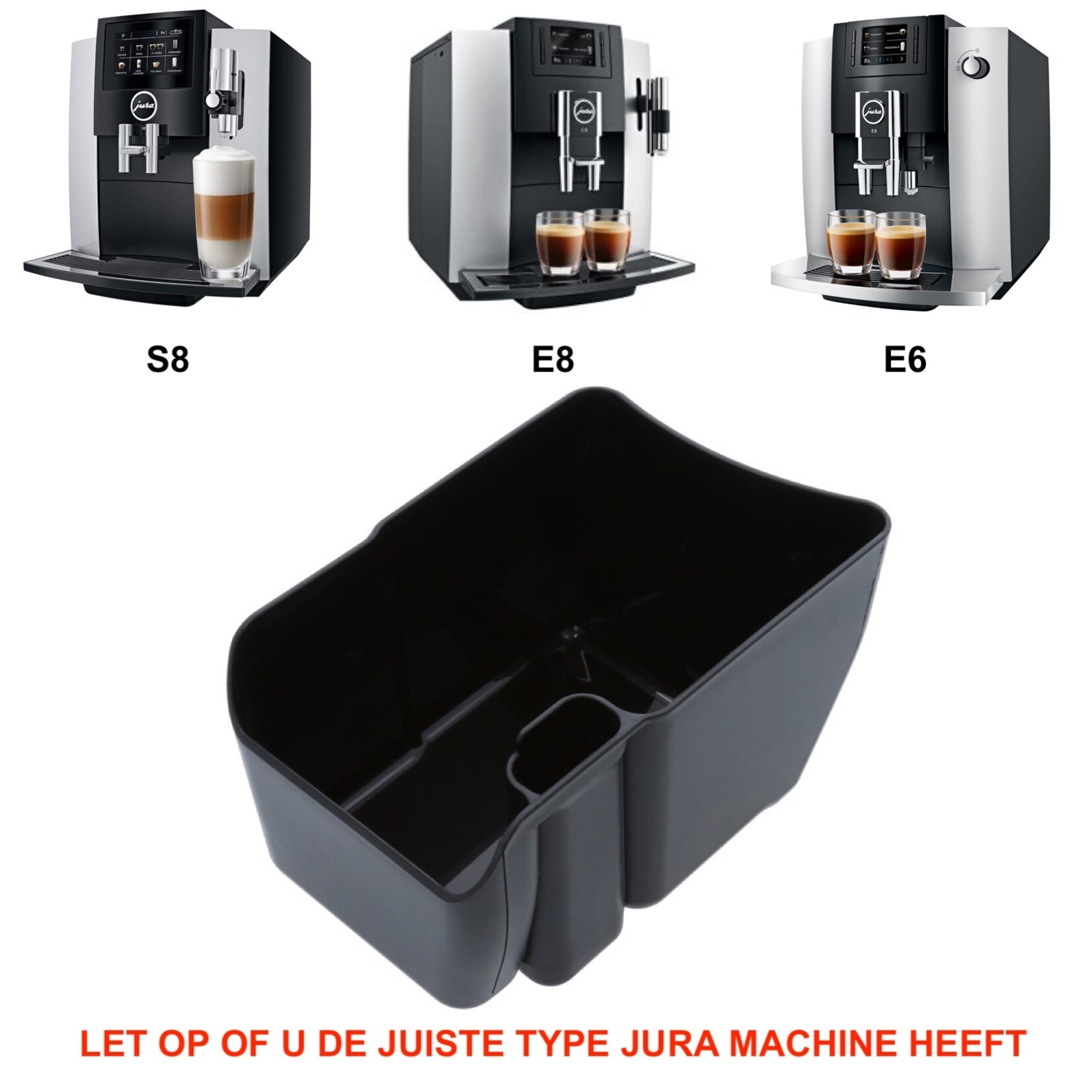 Jura residubak zwart OUDE E6/E8/S-serie ZONDER rubberflap