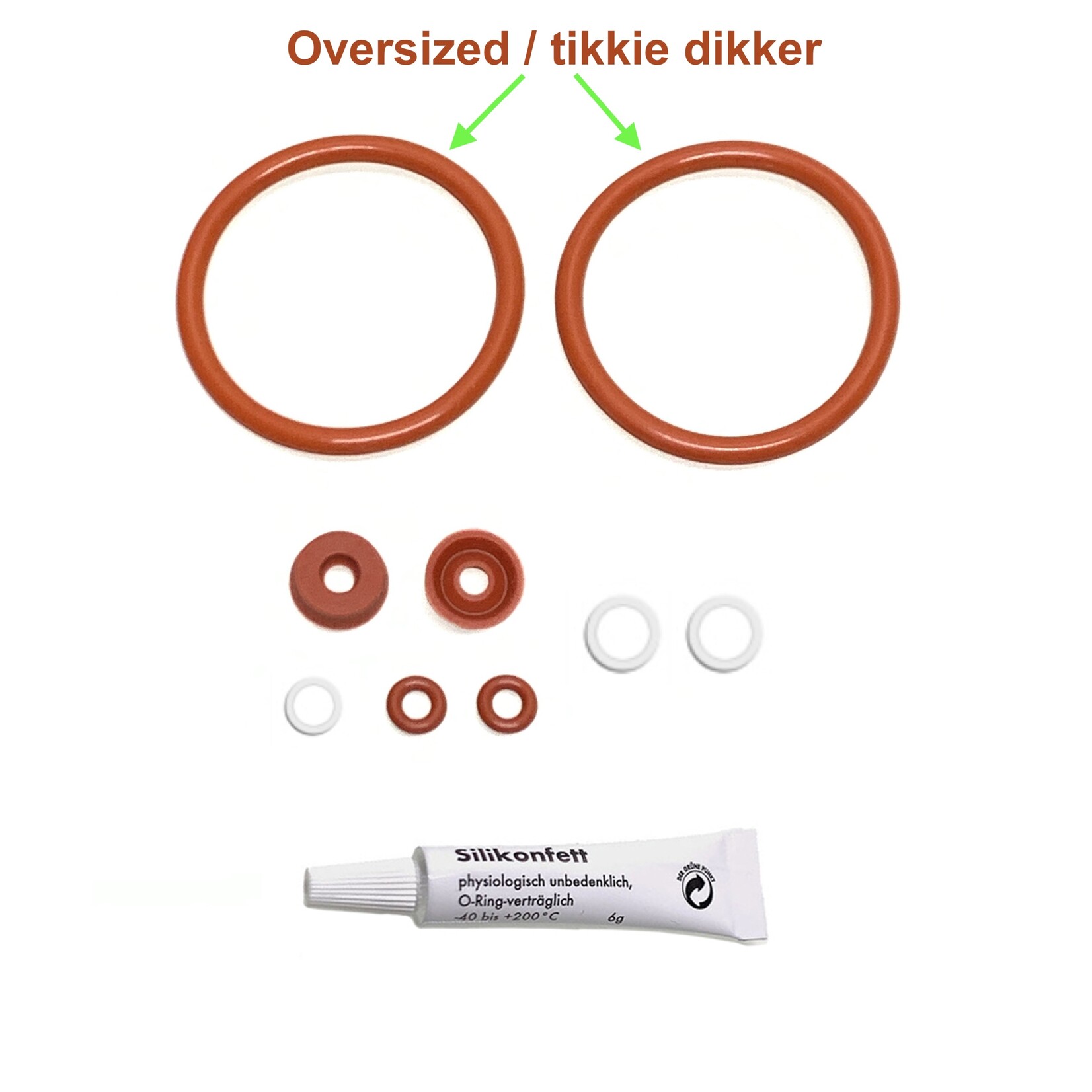 Notrot O-ring set compleet  met oversized O-ringen en vet