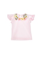 MONNALISA T-shirt with flower collar
