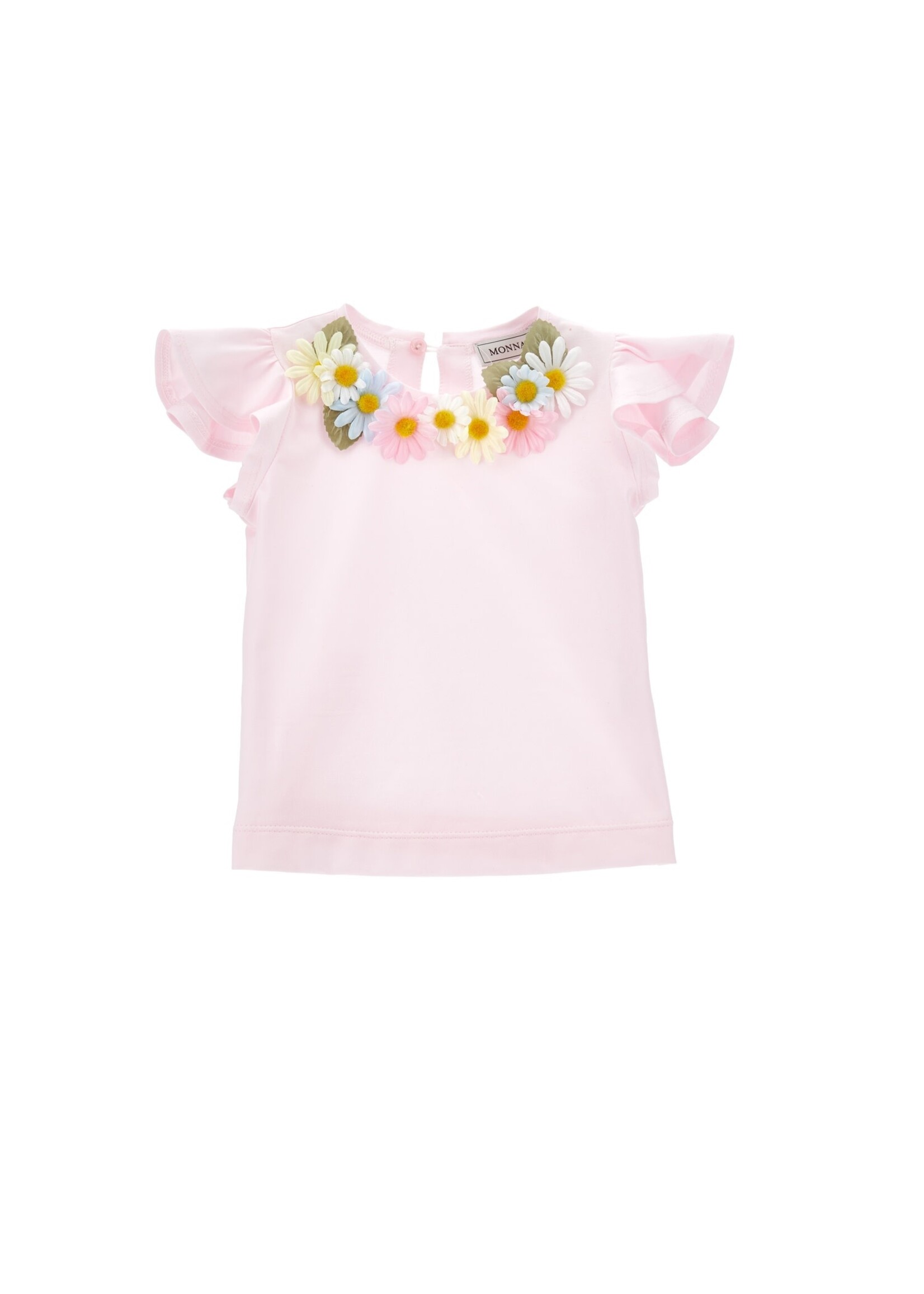 MONNALISA T-shirt with flower collar