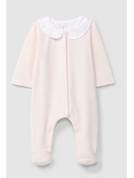 LARANIJNHA I6534 Babygrow in velvet collar with delicate floral embroidery