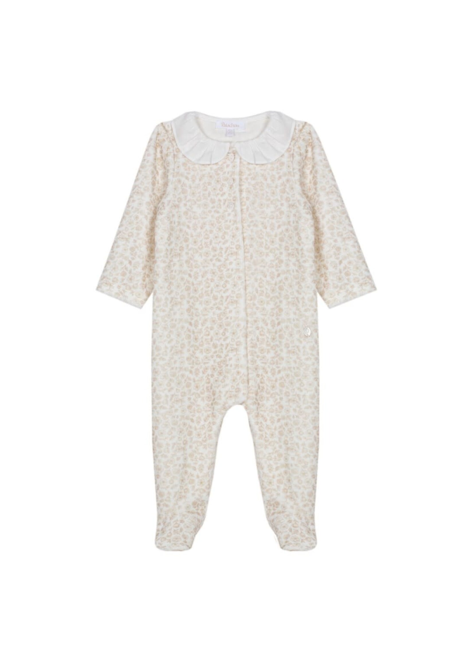 PATACHOU Beige babygrow with floral print