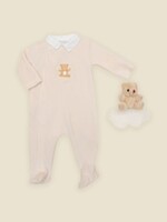 PATACHOU Beige babygrow with front teddy bear print