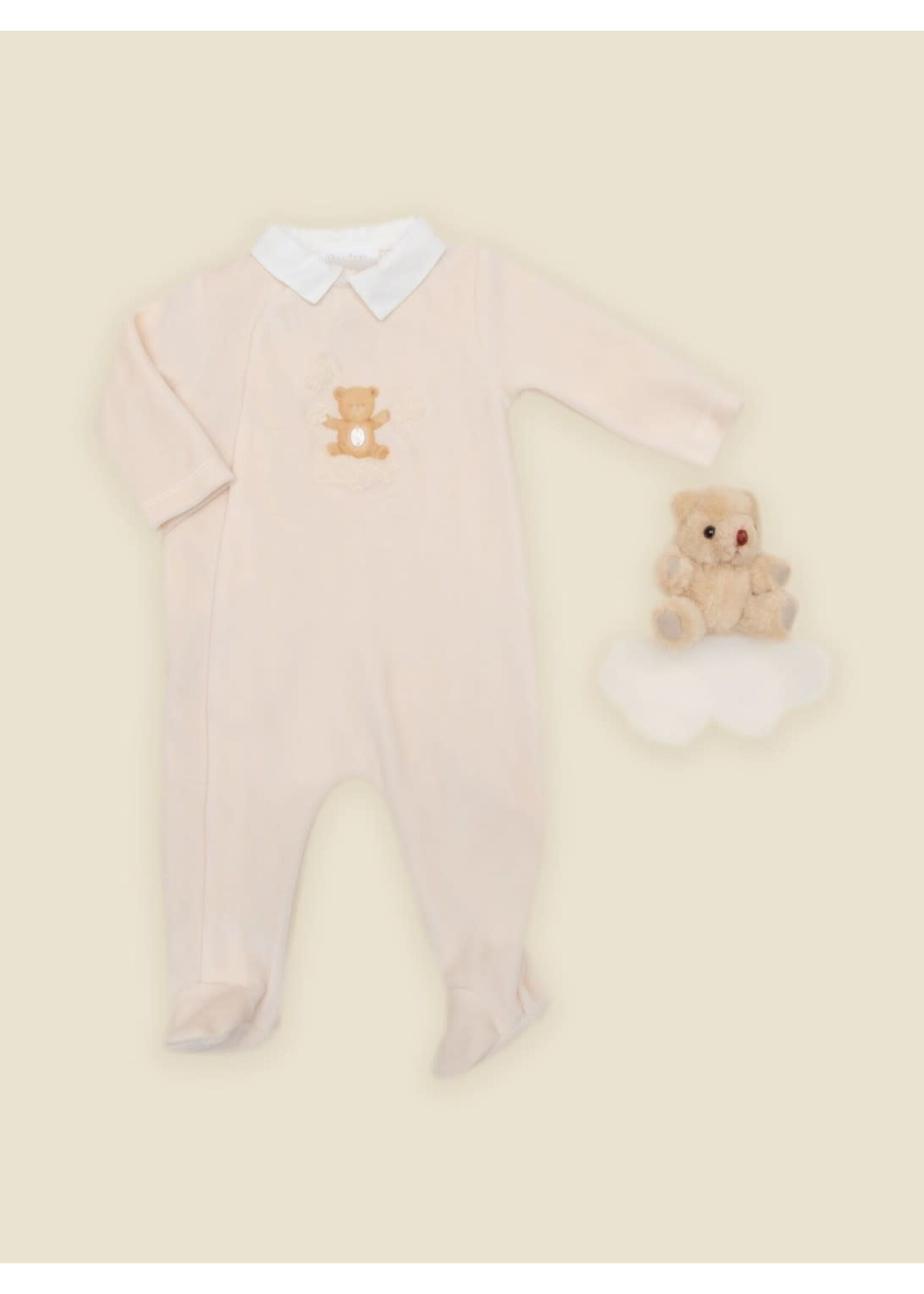 PATACHOU Beige babygrow with front teddy bear print