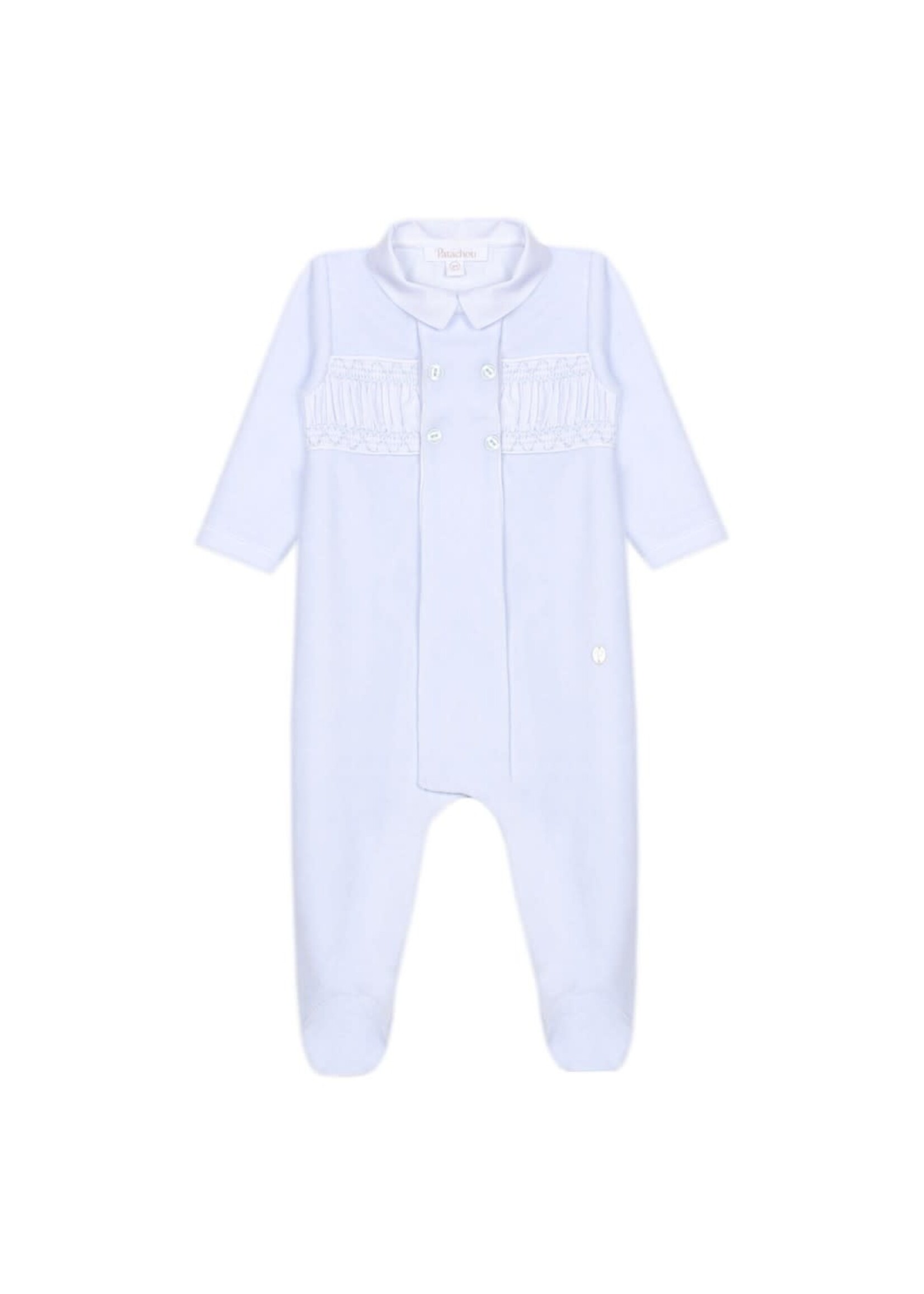 PATACHOU Light blue babygrow with smocked detail