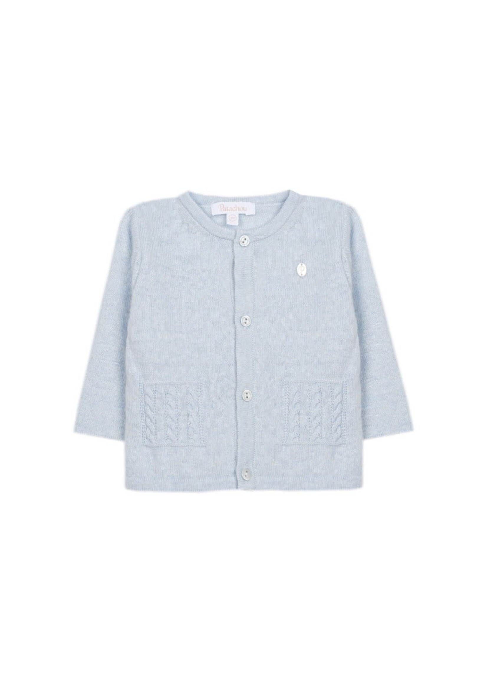 PATACHOU Blue knit cardy with braided pockets