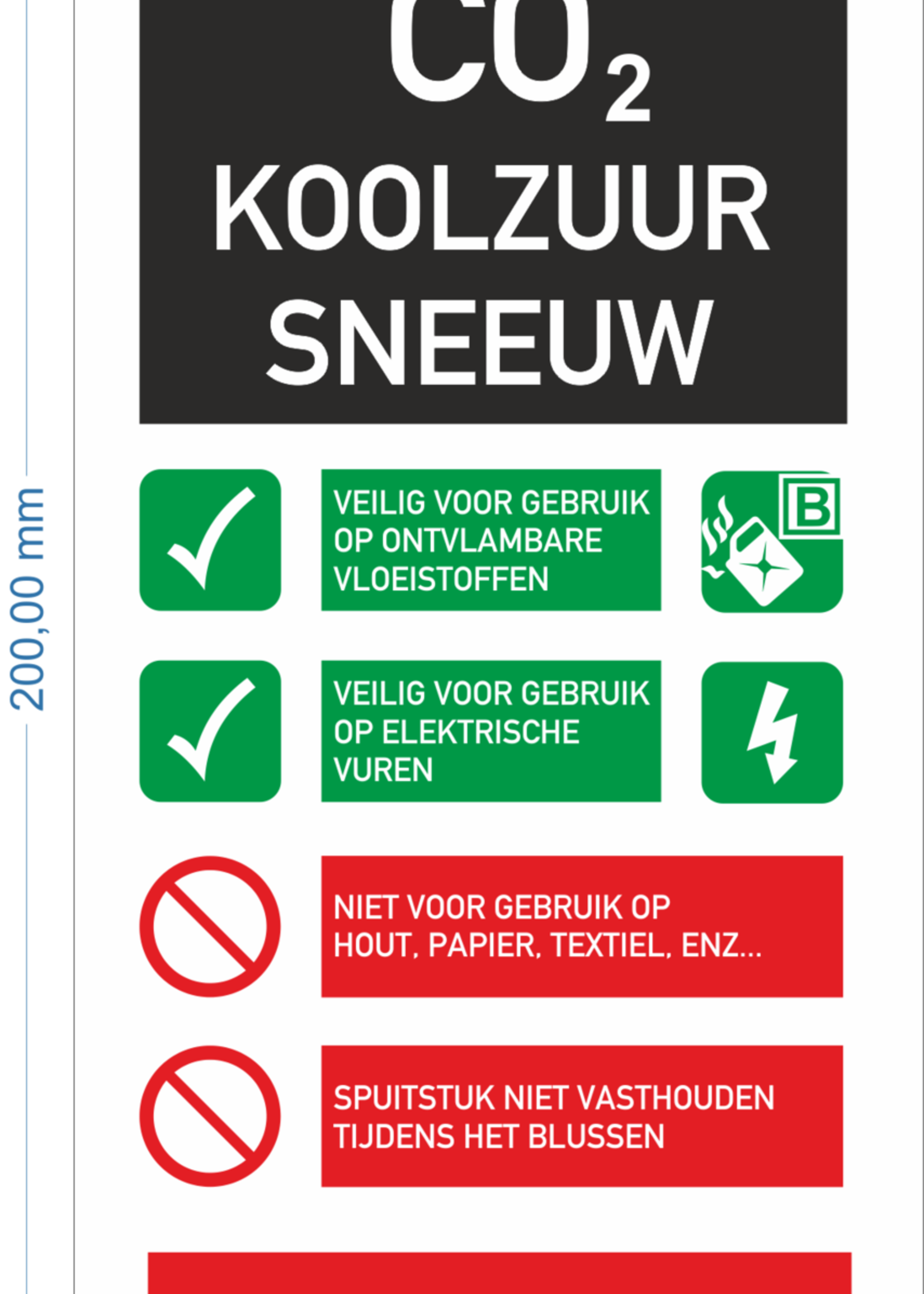 Pictogram gebruiksaanwijzing CO2- Koolzuursneeuw (zelfklevend)