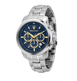 Maserati Maserati R8873621038 Successo chronograaf (zilver/blauw-goud) 44mm heren horloge