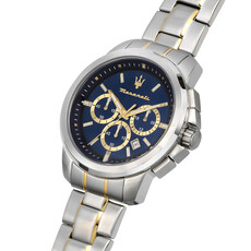 Maserati Maserati R8873621016 Successo (zilver/goud/blauw-goud) 44mm heren horloge