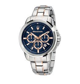 Maserati Maserati R8873621008 Successo watch (zilver/rosé goud/blauw-rosé goud) 44mm heren horloge