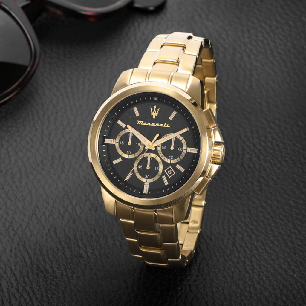 Maserati Maserati R8873621013 Successo chronograaf (goud/zwart) 44 mm  heren horloge