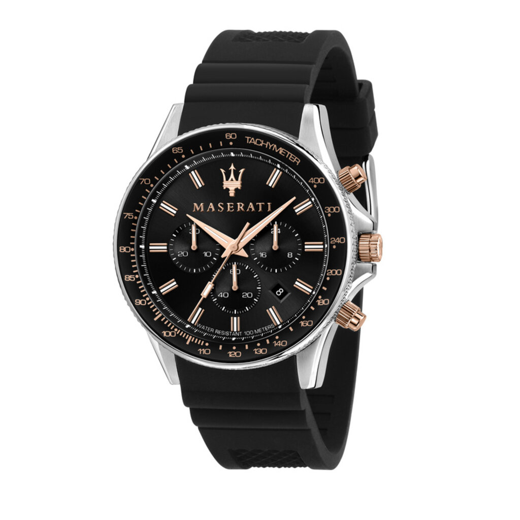 Maserati Maserati R8871640002 Sfida chronograaf watch (zilver/zwart-rosé goud) 44mm heren horloge