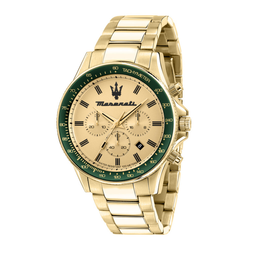 Maserati Maserati R8873640005 Sfida chronograaf watch  (goud/groen) 44mm heren horloge