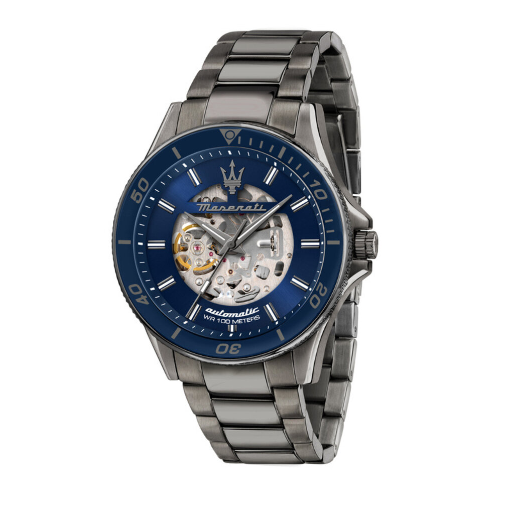 Maserati Maserati R8823140009 Sfida automaat skeleton watch (gunmetal blauw) 44mm heren horloge