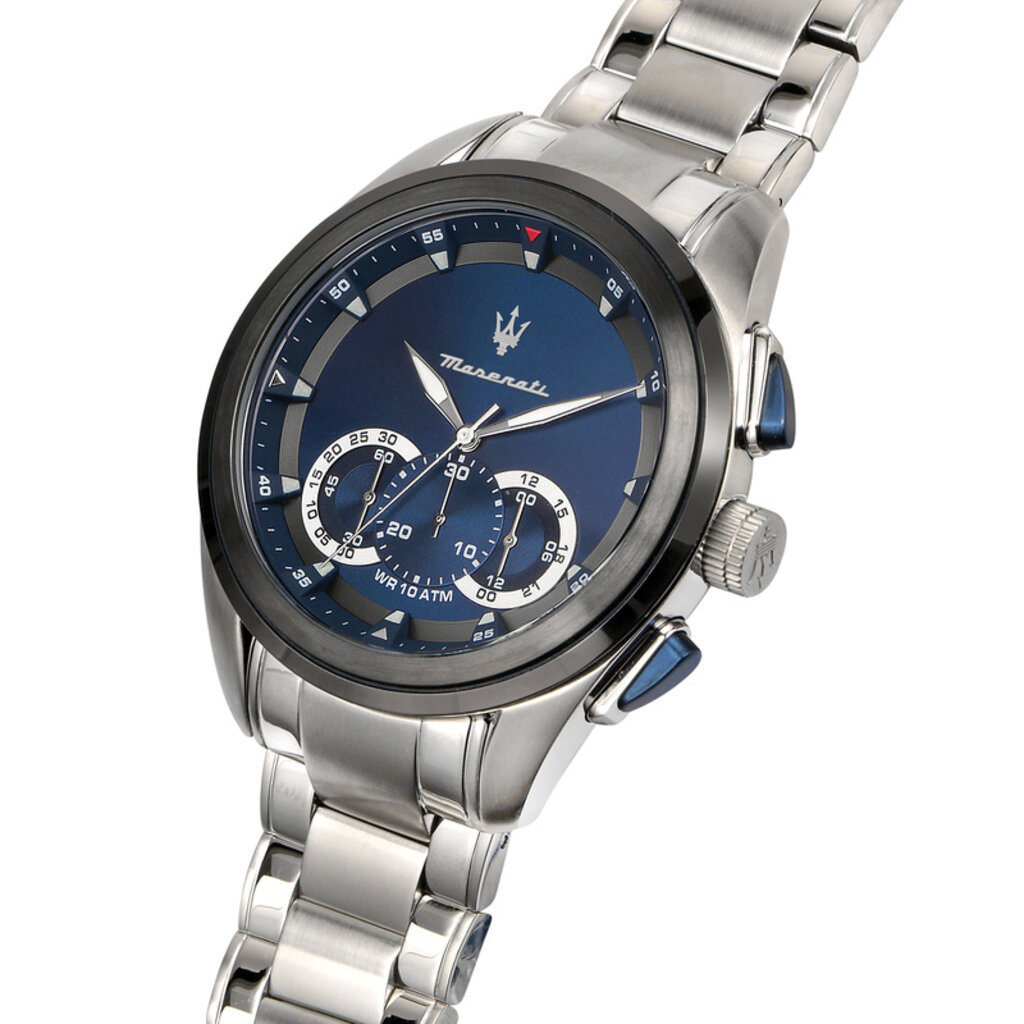 Maserati Maserati R8873612014 Traguardo chronograaf watch (zilver/blauw) 45mm  heren horloge