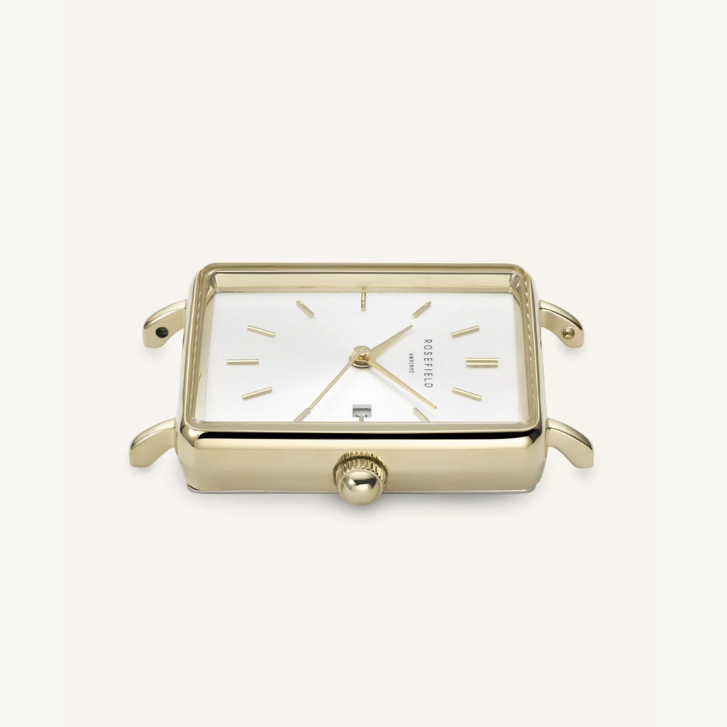 Rosefield Rosefield QSCG-Q029 The Boxy White Sunray Cognac Gold dames horloge